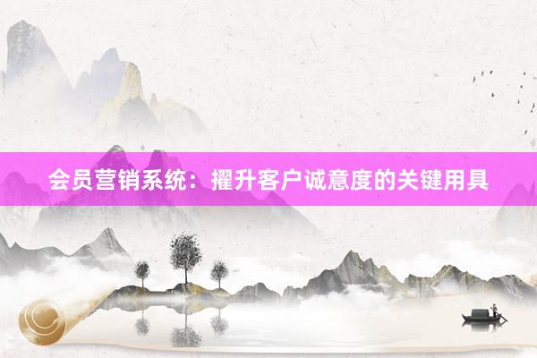 会员营销系统：擢升客户诚意度的关键用具